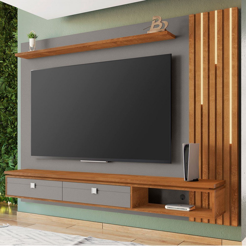 Painel para TV Até 80 Polegadas Hanôver com Led 2 Gavetas 1