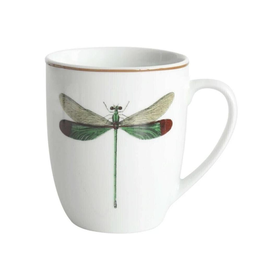 Caneca Estampa Libélula Loça Café Porcelana 340ml