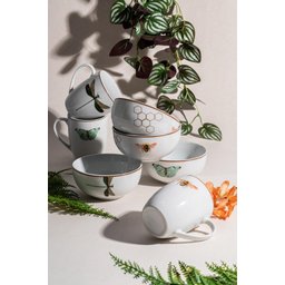 Caneca Estampa Libélula Loça Café Porcelana 340ml - 3