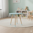 Ver imagem 1 de Mesa Redonda Infantil 65x65cm Tampo Mdf Pés Pinus Leve:azul