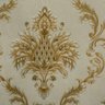 Papel parede vinílico PVC arabesco bege amarelo dourado 9,5m - 1
