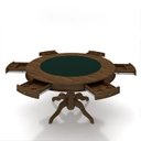 Ver imagem 2 de Conjunto Mesa de Jogos Bellagio e 6 Cadeiras Madeira Poker Base Estrela Linho Cinza/nogueira
