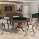 Ver imagem 1 de Conjunto Mesa de Jogos Bellagio e 6 Cadeiras Madeira Poker Base Estrela Linho Cinza/nogueira