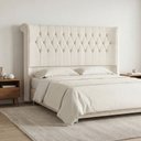 Ver imagem 5 de Cabeceira Cama Box King 195cm Estofada Meora P05 Linho Creme - Lyam Decor