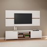Conjunto Rack e Painel de TV 200cm Branco Madeirado - 1