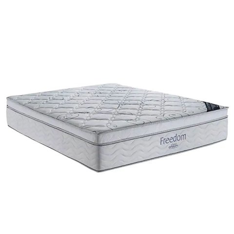 Cama Box Baú Queen Bipartido Branco Colchão Freedom Molas Ensacadas 158x198 - Ortobom