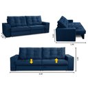 Ver imagem 3 de Sofá Retrátil e Reclinável 3 Lugares 2,50m com Molas Melissa Suede Azul Rover & Beato