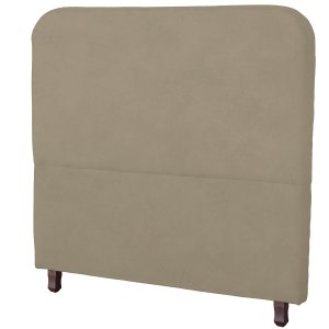 Cabeceira Casal Estofada para Cama Box Lizza Veludo Bege Escuro