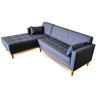 Sofá | Chaise Gianni Base Madeira Tecido Acquablock | 220cm - Marinho - 3