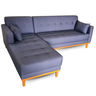 Sofá | Chaise Gianni Base Madeira Tecido Acquablock | 220cm - Marinho - 2