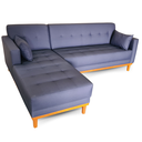 Ver imagem 2 de Sofá | Chaise Gianni Base Madeira Tecido Acquablock | 220cm - Marinho