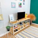 Ver imagem 2 de Rack de TV Industrial de Ferro e Madeira Style Square 3 Nichos Uno Natural e Branco