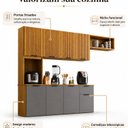 Ver imagem 5 de Cozinha Compacta Frisada 8 Portas 1 Gaveta com Nicho Linha New Zarah Yescasa Cinza/Cinamomo/Acetinado