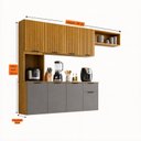 Ver imagem 3 de Cozinha Compacta Frisada 8 Portas 1 Gaveta com Nicho Linha New Zarah Yescasa Cinza/Cinamomo/Acetinado