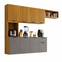 Ver imagem 2 de Cozinha Compacta Frisada 8 Portas 1 Gaveta com Nicho Linha New Zarah Yescasa Cinza/Cinamomo/Acetinado