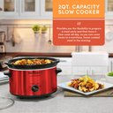 Ver imagem 3 de Elite Gourmet Panela Elétrica Slow Cooker Oval 2 Quart com Tampa de Vidro (vermelho)