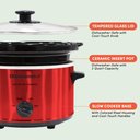 Ver imagem 2 de Elite Gourmet Panela Elétrica Slow Cooker Oval 2 Quart com Tampa de Vidro (vermelho)