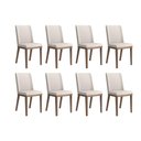 Ver imagem 1 de Conjunto de 8 Cadeiras de Madeira Maciça Kalina Natural com Linho Off White
