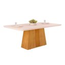 Ver mais imagens de Sala de Jantar Completa Itália Tampo Madeirado C/ Vidro Curvo 170x90cm e 6 Cadeiras Ondina Cedro/