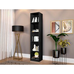 Livreiro Estante para livros decoracao 5 nichos mdf Preto - 1 Livreiro Estante para livros decoracao 5 nichos mdf Preto - 1