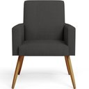 Ver imagem 6 de Kit 02 Poltronas Decorativa Maria W01 Pés Palito Linho Chumbo Couríssimo Preto - Lyam Decor