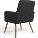 Ver mais imagens de Kit 02 Poltronas Decorativa Maria W01 Pés Palito Linho Chumbo Couríssimo Preto - Lyam Decor