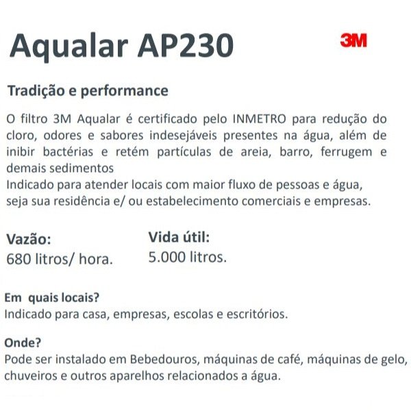 Filtro de Agua 3m Aqualar Ap230 Branco Hb004292205 - 3