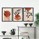 Ver imagem 2 de Kit 3 Quadros Bohos Folhas e Círculos Terracota 45x34cm:madeira Branca