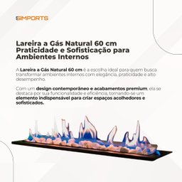 Lareira a Gás Interna de Embutir 60cm:lareira a Gas Natural 60cm - 6