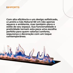 Lareira a Gás Interna de Embutir 60cm:lareira a Gas Natural 60cm - 9