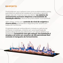 Lareira a Gás Interna de Embutir 60cm:lareira a Gas Natural 60cm - 7