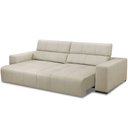 Ver imagem 1 de Sofá Retrátil Reclinável para Sala 3 Lugares 250cm Bari L06 Couro Off White - Lyam Decor