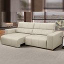 Ver imagem 5 de Sofá Retrátil Reclinável para Sala 3 Lugares 250cm Bari L06 Couro Off White - Lyam Decor