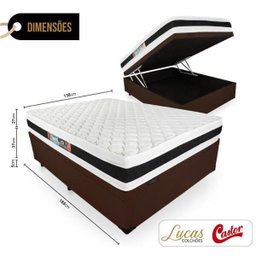 Cama Box Baú Casal + Colchão Espuma D45 Castor Black White Double Face 138x188x69cm - 2