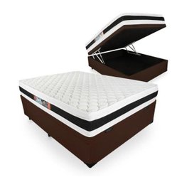 Cama Box Baú Casal + Colchão Espuma D45 Castor Black White Double Face 138x188x69cm - 1