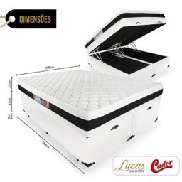 Cama Box Baú Queen + Colchão Espuma D45 Castor Black White Double Face 158x198x69cm - 2