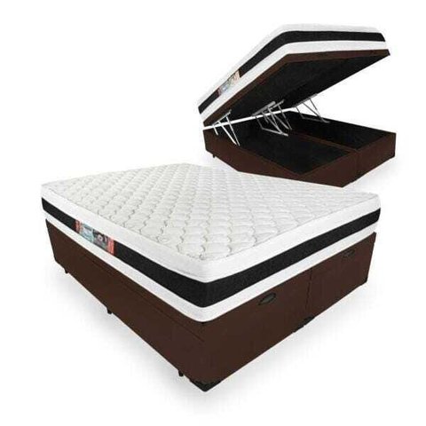 Cama Box Baú com Colchão de Espuma D45 Castor Black & White D45 Double Face Super King 193cm