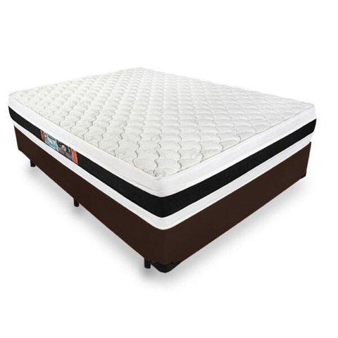 Cama Box Casal + Colchão de Espuma D45 Castor Black White Double Face 138x188x62cm
