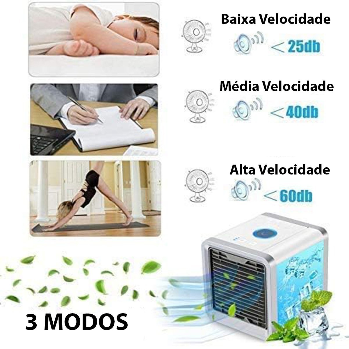 Climatizador Cool Cooler 3 Modos Umidificador Ar Ventilador Gelado Agua ...
