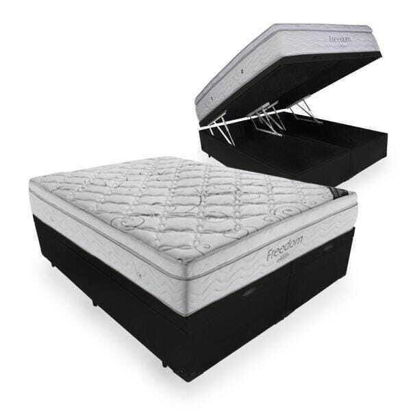 Cama Box Com Ba Super King Preta Colch O De Molas Ensacadas Com Pillow Top Ortobom