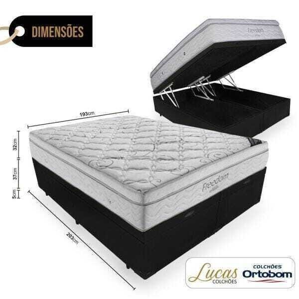 Cama Box Super King Marrom + Colchão De Molas Ensacadas - Lucas Home -  Comfort Size 193cm