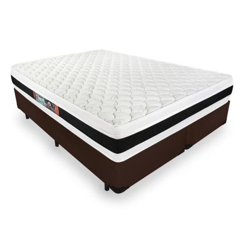 Cama Box Queen + Colchão de Espuma D45 Castor Black White Double Face 158x198x62cm