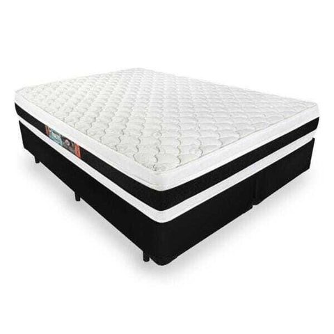 Cama Box Super King Preta + Colchão de Espuma D45 Castor Black White Double Face 193x203x62cm
