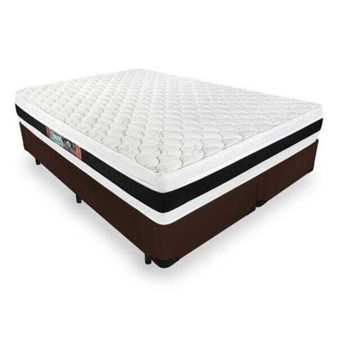 Cama Box Super King Marrom + Colchão de Espuma D45 Castor Black White Double Face 193x203x62cm