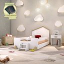 Ver imagem 2 de Cama de Criança Infantil Montessoriana Escadinha Solteiro Ayla Branca e Natural Incluso Lousa Mágica