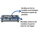 Ver imagem 2 de Fogão Industrial 2 Bocas 1QS 1QD Baixa Pressão P7 de Mesa Metalfour