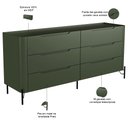 Ver imagem 2 de Cômoda para Quarto Closet Orgânica 6 Gavetas Pés Industrial Preto Bliss I03 Musgo - Lyam Decor