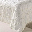 Ver imagem 2 de Kit Cobre Leito Colcha Diamante King 5 Peças Bordado Floral Dupla Face 180 Fios - Marfim
