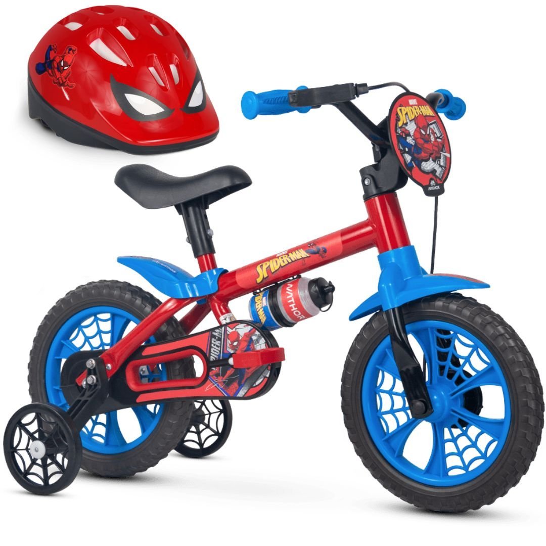 Bicicleta Infantil Menino Aro 12 Homem Aranha com Capacete - 1