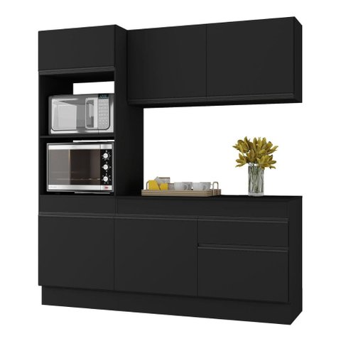 Armário de Cozinha Compacta 3 Peças com Rodapé Mp2177 Made Multimóveis Preto